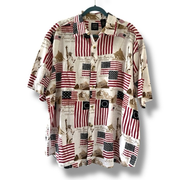 Cotton Traders American Flag Patriotic Button-Up Shirt Shirt USA Men's Size XL - Picture 1 of 16